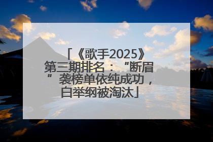 《歌手2025》第三期排名：“断眉”袭榜单依纯成功，白举纲被淘汰