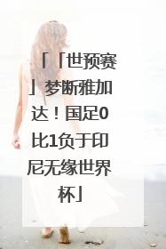 「世预赛」梦断雅加达！国足0比1负于印尼无缘世界杯