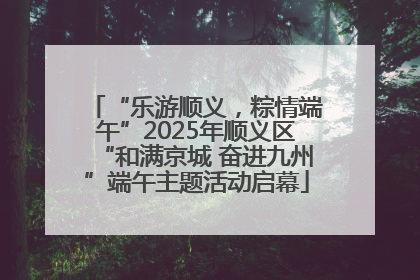 “乐游顺义，粽情端午”2025年顺义区“和满京城 奋进九州”端午主题活动启幕