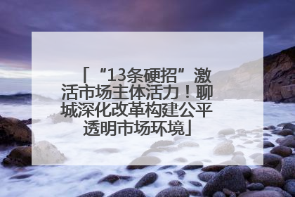 “13条硬招”激活市场主体活力！聊城深化改革构建公平透明市场环境