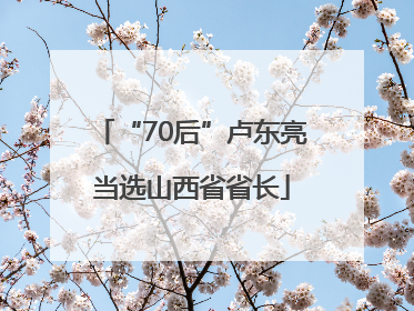 “70后”卢东亮当选山西省省长