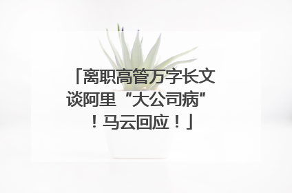 离职高管万字长文谈阿里“大公司病”！马云回应！