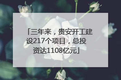 三年来，贵安开工建设217个项目，总投资达1108亿元
