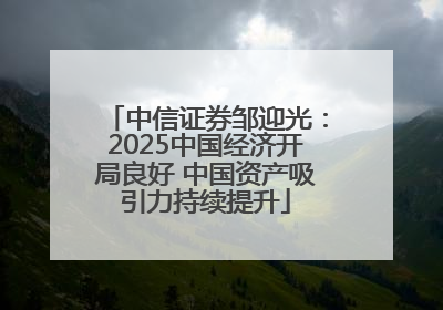 中信证券邹迎光：2025中国经济开局良好 中国资产吸引力持续提升