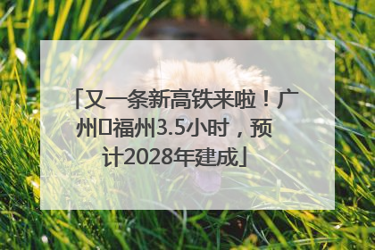 又一条新高铁来啦！广州⇌福州3.5小时，预计2028年建成
