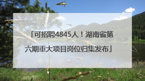 可招聘4845人！湖南省第六期重大项目岗位归集发布