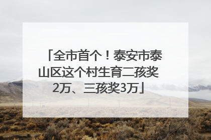 全市首个！泰安市泰山区这个村生育二孩奖2万、三孩奖3万