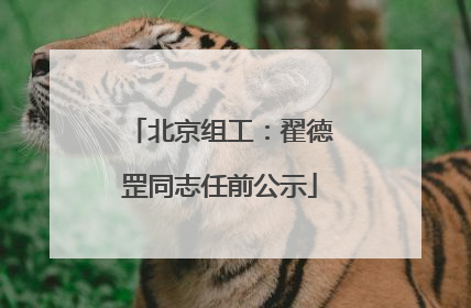 北京组工：翟德罡同志任前公示