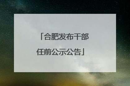 合肥发布干部任前公示公告