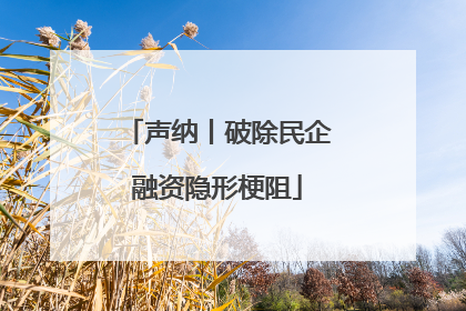 声纳丨破除民企融资隐形梗阻