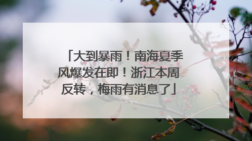 大到暴雨！南海夏季风爆发在即！浙江本周反转，梅雨有消息了