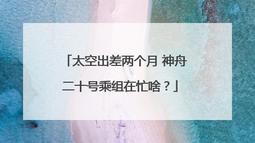 太空出差两个月 神舟二十号乘组在忙啥？