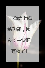 微信上线新功能，网友：手快的有救了