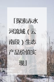 探索赤水河流域（云南段）生态产品价值实现
