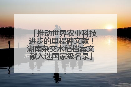 推动世界农业科技进步的里程碑文献！湖南杂交水稻档案文献入选国家级名录