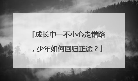 成长中一不小心走错路，少年如何回归正途？