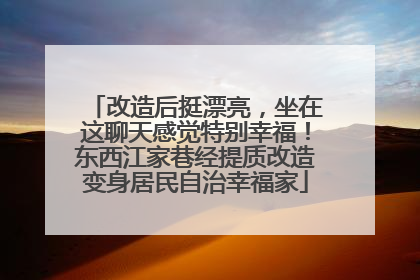 改造后挺漂亮，坐在这聊天感觉特别幸福！东西江家巷经提质改造变身居民自治幸福家