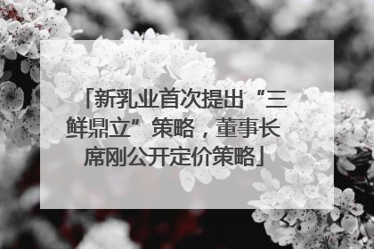 新乳业首次提出“三鲜鼎立”策略，董事长席刚公开定价策略
