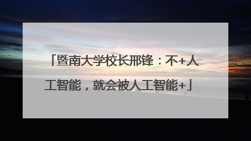 暨南大学校长邢锋：不+人工智能，就会被人工智能+