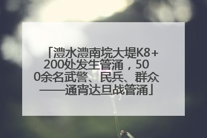 澧水澧南垸大堤K8+200处发生管涌，500余名武警、民兵、群众——通宵达旦战管涌
