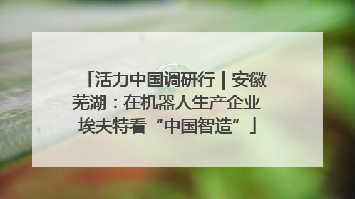 活力中国调研行｜安徽芜湖：在机器人生产企业埃夫特看“中国智造”