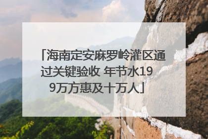 海南定安麻罗岭灌区通过关键验收 年节水199万方惠及十万人