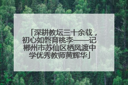 深耕教坛三十余载，初心如磐育桃李——记郴州市苏仙区栖凤渡中学优秀教师黄辉华