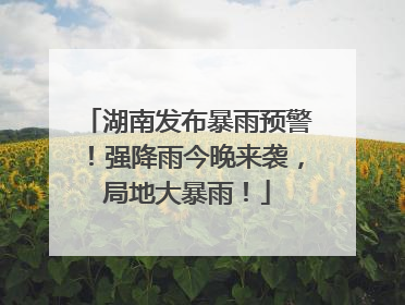 湖南发布暴雨预警！强降雨今晚来袭，局地大暴雨！