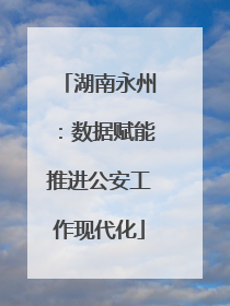 湖南永州：数据赋能推进公安工作现代化