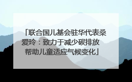 联合国儿基会驻华代表桑爱玲：致力于减少碳排放 帮助儿童适应气候变化