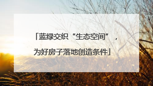 蓝绿交织“生态空间”，为好房子落地创造条件