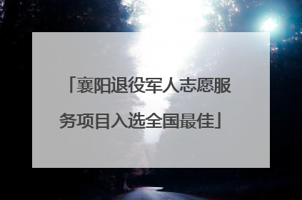 襄阳退役军人志愿服务项目入选全国最佳