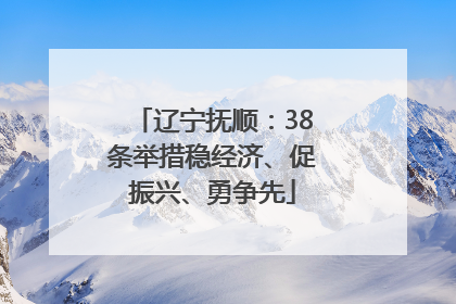 辽宁抚顺：38条举措稳经济、促振兴、勇争先