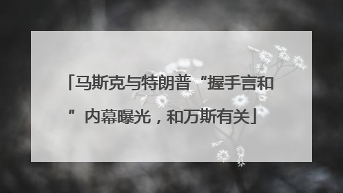 马斯克与特朗普“握手言和”内幕曝光，和万斯有关