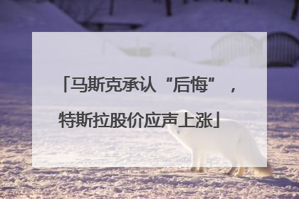 马斯克承认“后悔”，特斯拉股价应声上涨