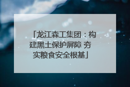 龙江森工集团：构建黑土保护屏障 夯实粮食安全根基