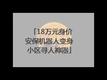18万元身价安保机器人变身小区寻人神器